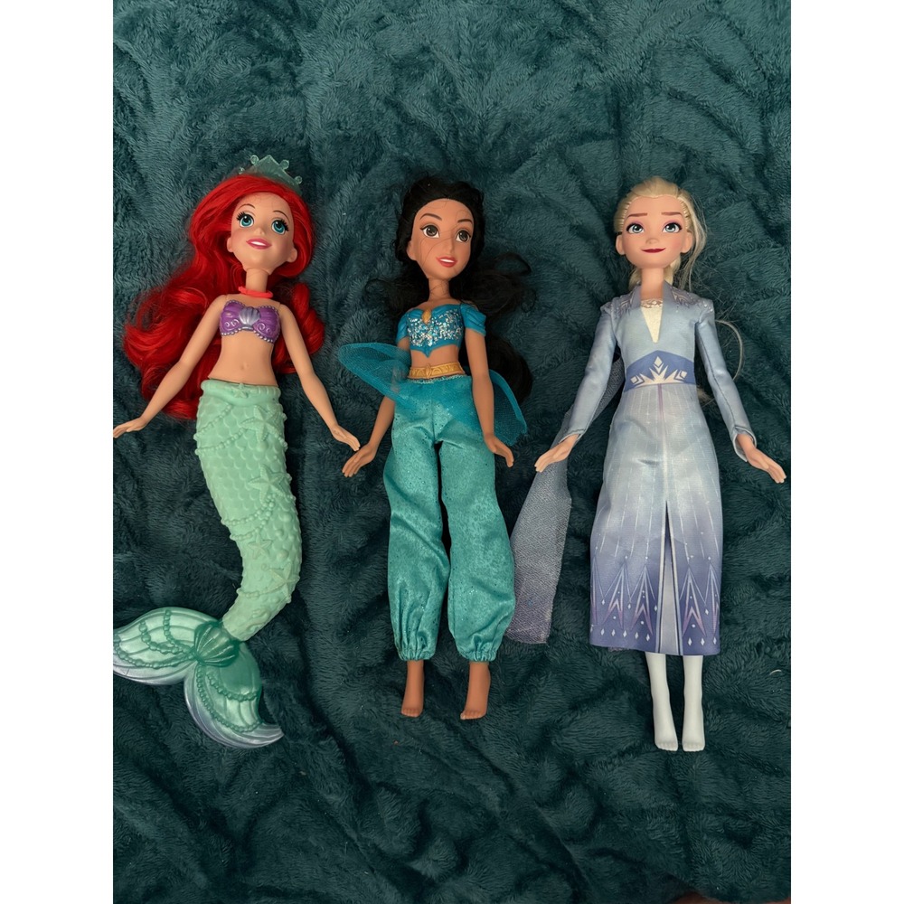 Disney Princess Doll Lot Ariel Jasmine Elsa Frozen The Little Mermaid Aladdin